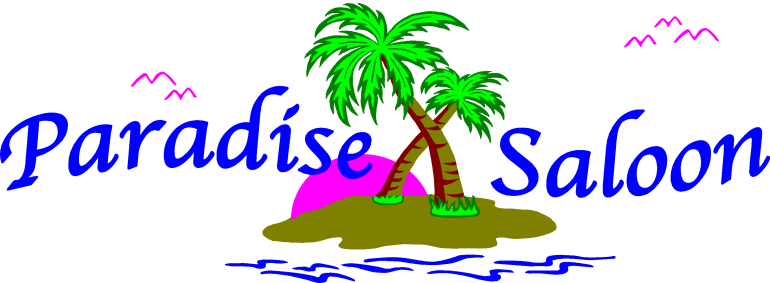 Paradise Saloon Logo Tropical Island with Trees